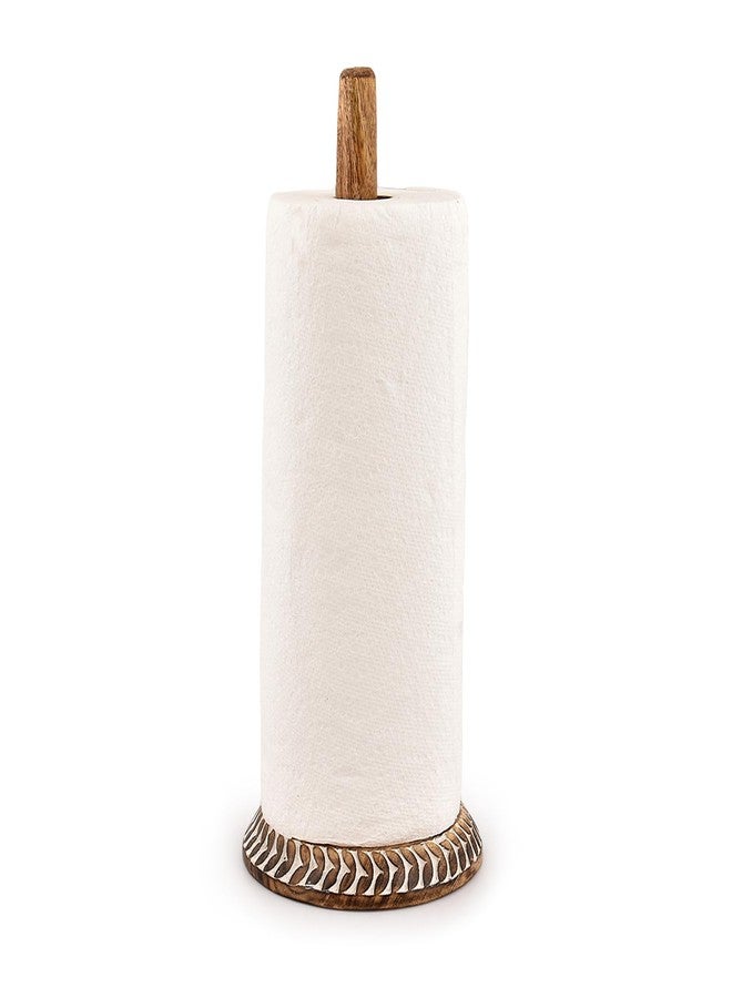 Kaizen Casa Paper Towel Holders Mango Wood Standing Rolls Holder for Kitchen, for Kitchen Counter, Dining Table, Bathroom (6" x 6"x 14") - Image 2